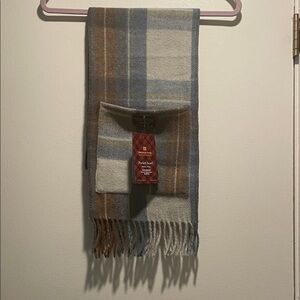 Patrick King Woollen Co Scottish Tartans Classic Plaid Scarf in Blue and Brown